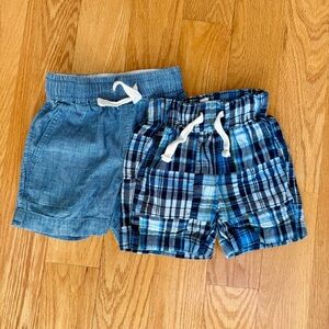 Lot of 2 Crewcuts Size 2 Shorts - Blue Plaid & Chambray Toddler